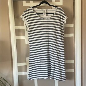 Free People Striped French Terry Tunic Dress/Coverup- Navy & White